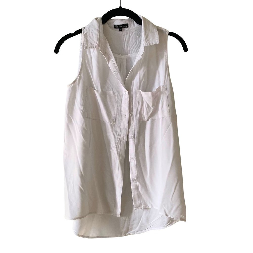 Countess USA White Button-Up Sleeveless Shirt (M)